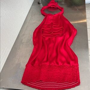 Vintage Y2K Red Ruffled Neck Halter Top💕